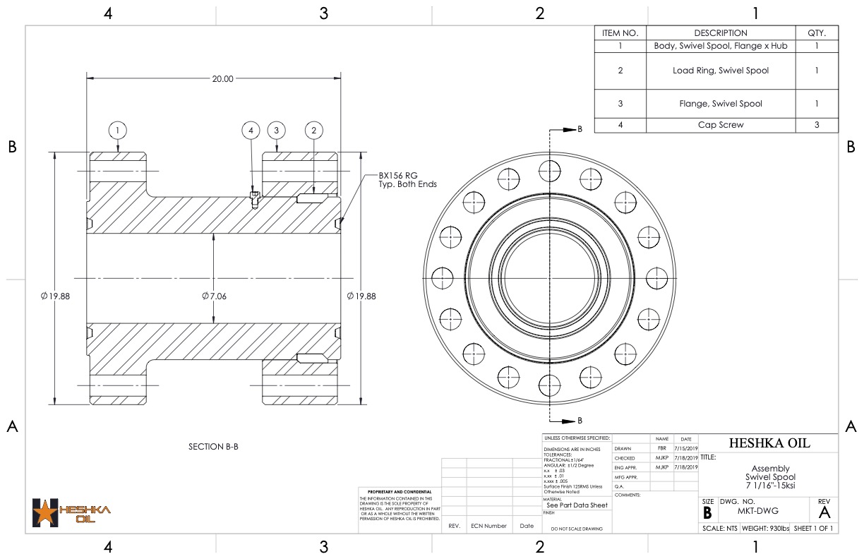 SWSP-715-20 7 1 16in 15ksi SwivelSpool Flange Assembly Marketing